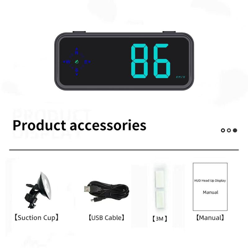 Car HUD Speedometer, USB Plug & Play Car Head up Display, Car Speedometer with KM/H & MPH Switch, Suitable for All Models, Car Electronics
