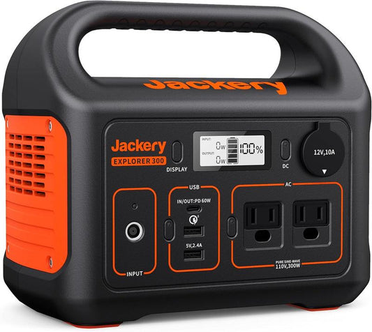 Jackery Explorer 300 Portable Power Station, 291Wh Lithium Battery Backup, Solar Charging Compatible, Ideal for Outdoor Adventures, Hunting & Power Outages