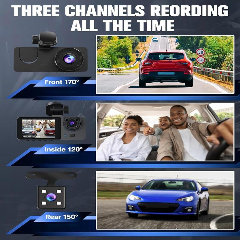Car DVR with Dual Lens, Front Dash Camera for Cars, Mini Dashcams for Cars with Night Vision, Recording with 64GB
