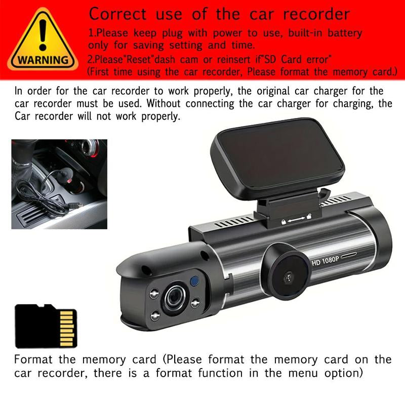 3.16'' Screen Car Interior Dashcam with 32G Card, 1080P HD Car Cam, Front & inside Dual Recording Car DVR with IR Night Vision, Loop Recording, Video Surveillance, Automotive, Vehicle, HD Dash Camera, Car Driving Recorder, Convenient Dashcams for Cars