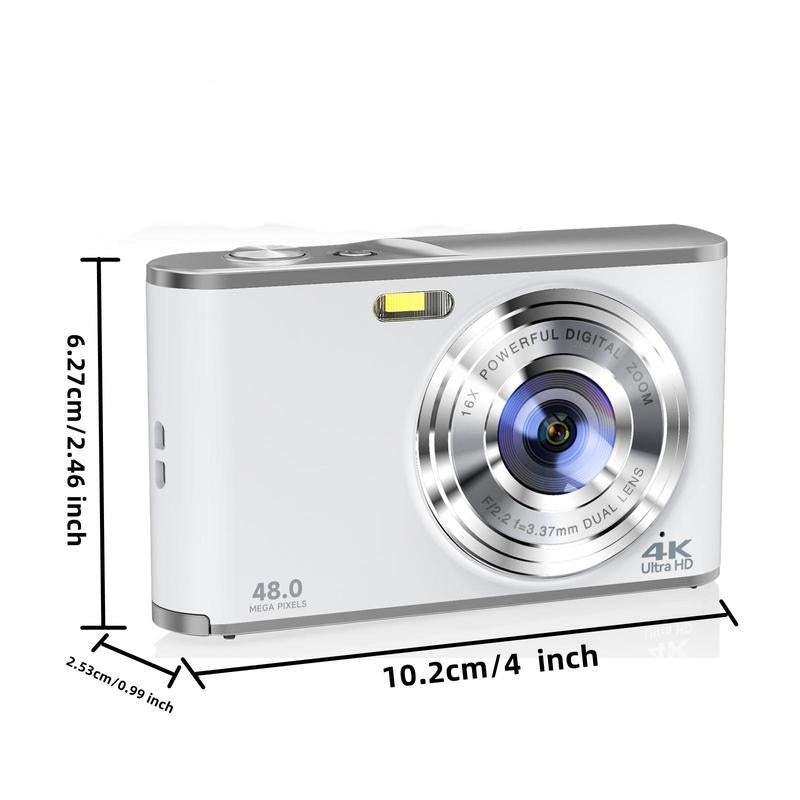 Digital Camera, Auto Focus FHD 4K Vlogging Camera with Dual Camera 16X Digital Zoom, Compact Camera with 32GB Memory Card, Portable Point and Shoot Cameras, Photo Camera