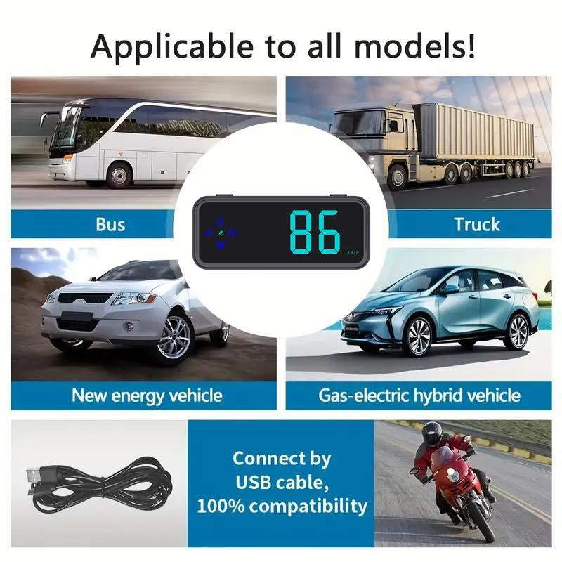 Car HUD Speedometer, USB Plug & Play Car Head up Display, Car Speedometer with KM/H & MPH Switch, Suitable for All Models, Car Electronics