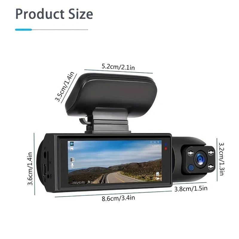3.16'' Screen Car Interior Dashcam with 32G Card, 1080P HD Car Cam, Front & inside Dual Recording Car DVR with IR Night Vision, Loop Recording, Video Surveillance, Automotive, Vehicle, HD Dash Camera, Car Driving Recorder, Convenient Dashcams for Cars