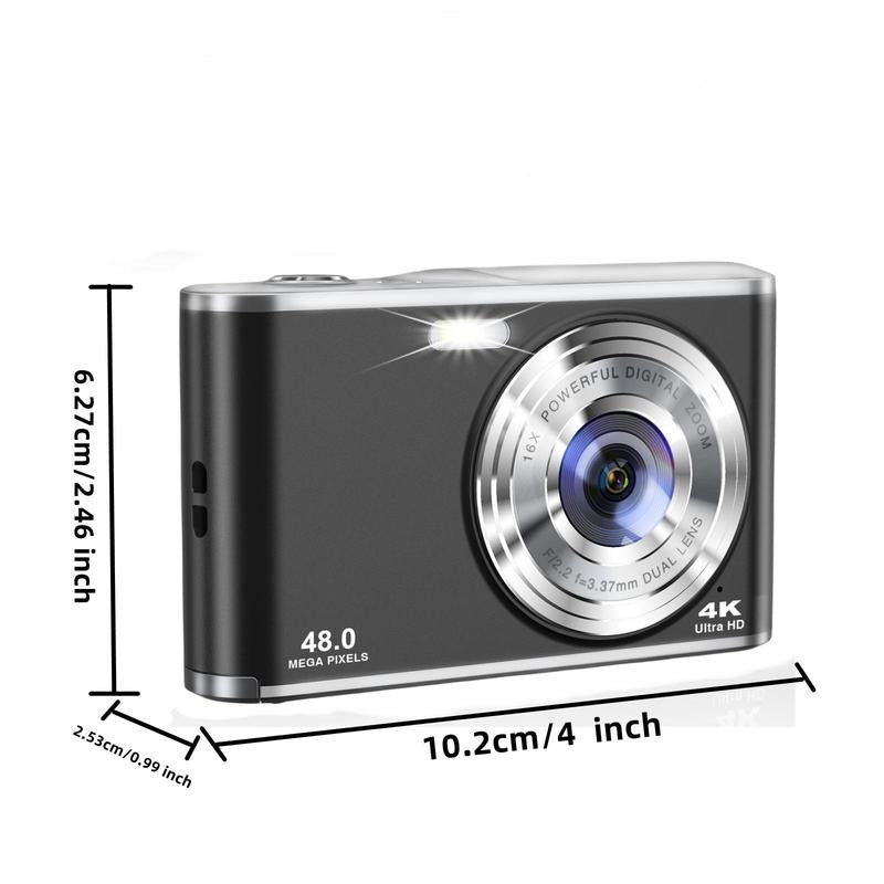 Digital Camera, Auto Focus FHD 4K Vlogging Camera with Dual Camera 16X Digital Zoom, Compact Camera with 32GB Memory Card, Portable Point and Shoot Cameras, Photo Camera