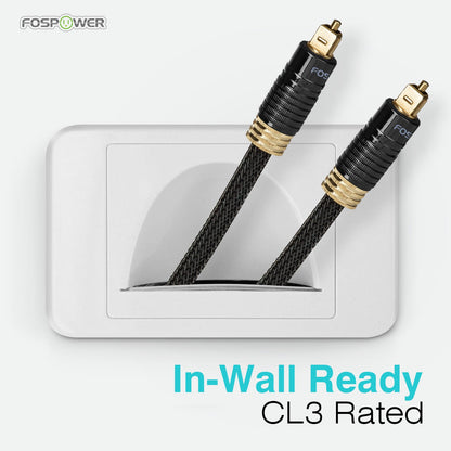 24K Gold Plated Toslink Digital Fiber Optical Audio Cable (S/PDIF) - [Zero RFI & EMI Interference] Metal Connectors & Ultra Durable Nylon Braided Jacket (50Ft)
