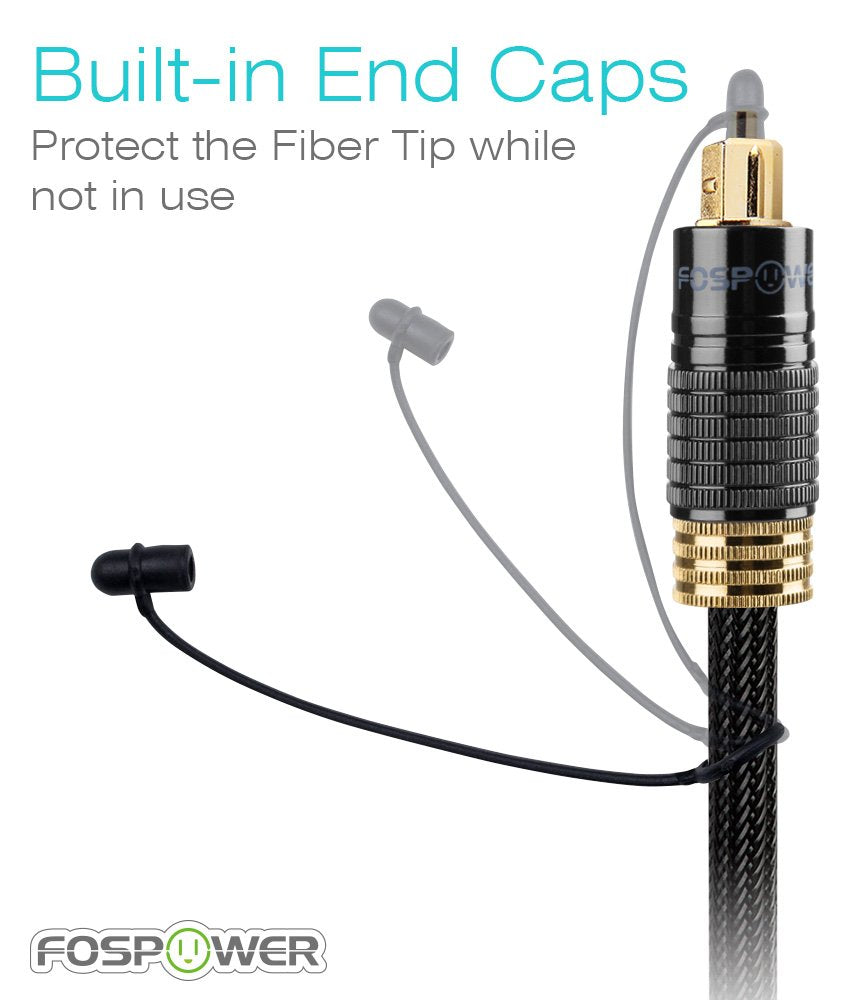 24K Gold Plated Toslink Digital Fiber Optical Audio Cable (S/PDIF) - [Zero RFI & EMI Interference] Metal Connectors & Ultra Durable Nylon Braided Jacket (50Ft)
